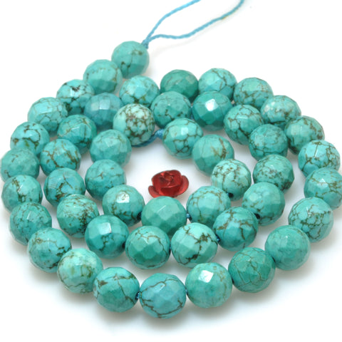 Green Turquoise faceted round beads wholesale loose gemstones semie precious stone for jewelry making diy bracelet necklace