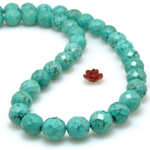 Green Turquoise faceted round beads wholesale loose gemstones semie precious stone for jewelry making diy bracelet necklace