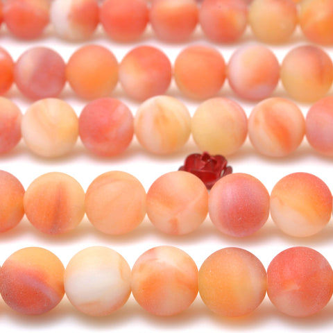Orange Red Agate matte round beads synthetic stone wholesale loose gemstone for jewelry making diy bracelet necklace