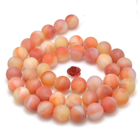 Orange Red Agate matte round beads synthetic stone wholesale loose gemstone for jewelry making diy bracelet necklace