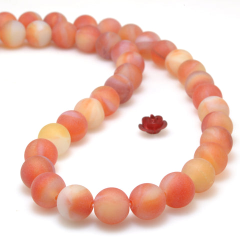 Orange Red Agate matte round beads synthetic stone wholesale loose gemstone for jewelry making diy bracelet necklace