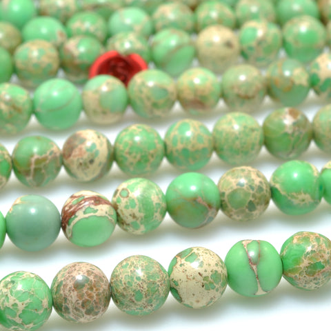 Green Imperial Jasper smooth round loose beads sea sediment gemstone wholesale jewelry making diy bracelet necklace