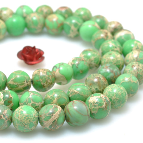 Green Imperial Jasper smooth round loose beads sea sediment gemstone wholesale jewelry making diy bracelet necklace