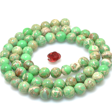 Green Imperial Jasper smooth round loose beads sea sediment gemstone wholesale jewelry making diy bracelet necklace
