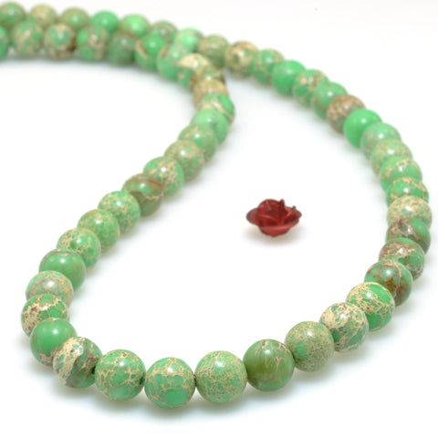 Green Imperial Jasper smooth round loose beads sea sediment gemstone wholesale jewelry making diy bracelet necklace