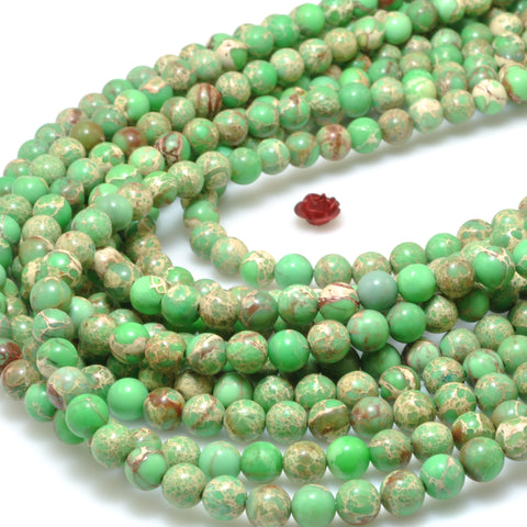 Green Imperial Jasper smooth round loose beads sea sediment gemstone wholesale jewelry making diy bracelet necklace