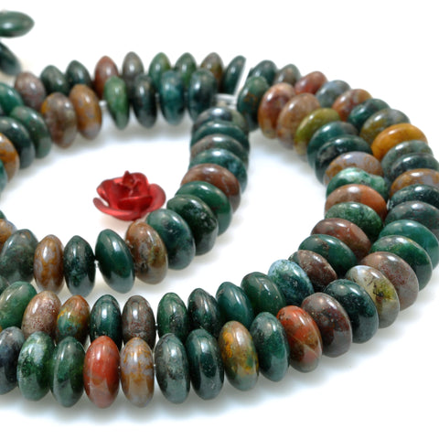 Natural Ocean Agate smooth disc rondelle beads green red stone wholesale loose gemstones for jewelry making DIY bracelet necklace
