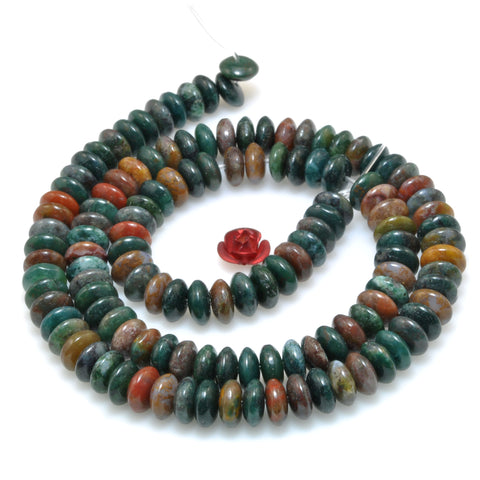 Natural Ocean Agate smooth disc rondelle beads green red stone wholesale loose gemstones for jewelry making DIY bracelet necklace