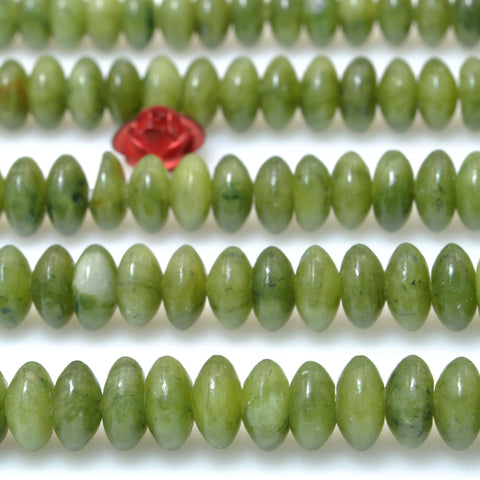 Natural Green Jade smooth disc rondelle beads wholesale loose gemstones for jewelry making DIY bracelet necklace