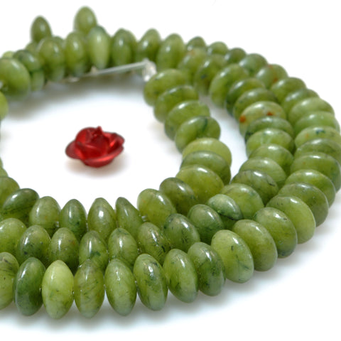 Natural Green Jade smooth disc rondelle beads wholesale loose gemstones for jewelry making DIY bracelet necklace
