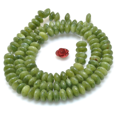 Natural Green Jade smooth disc rondelle beads wholesale loose gemstones for jewelry making DIY bracelet necklace
