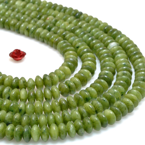 Natural Green Jade smooth disc rondelle beads wholesale loose gemstones for jewelry making DIY bracelet necklace