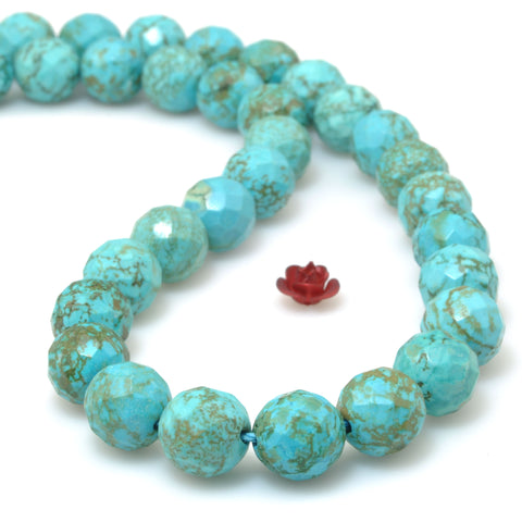 Green Turquoise faceted round beads wholesale loose gemstones semie precious stone for jewelry making diy bracelet necklace