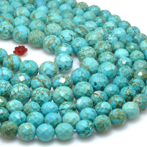 Green Turquoise faceted round beads wholesale loose gemstones semie precious stone for jewelry making diy bracelet necklace