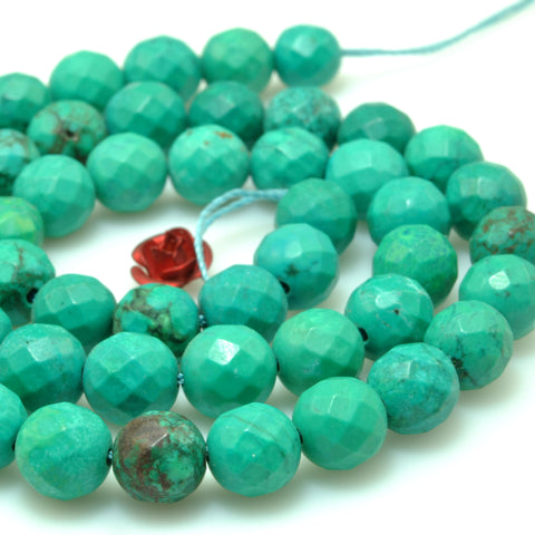 Green Turquoise faceted round beads loose stones wholesale gemstone for jewelry making diy bracelet necklace