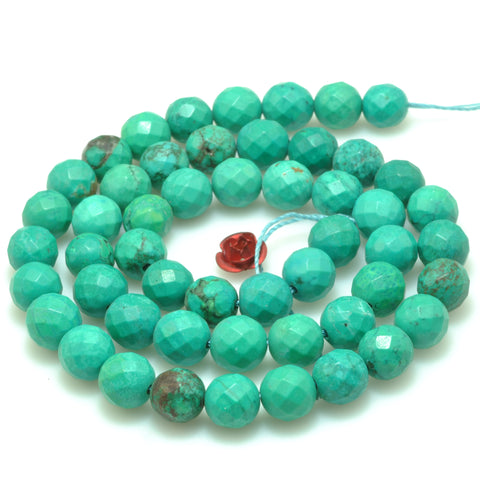 Green Turquoise faceted round beads loose stones wholesale gemstone for jewelry making diy bracelet necklace