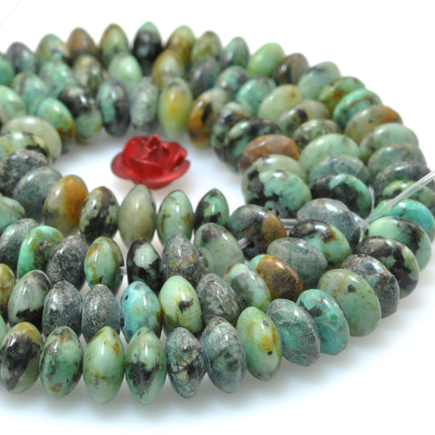 Natural African Turquoise stone smooth disc rondelle beads green turquoise wholesale loose gemstones for jewelry making DIY bracelet necklace