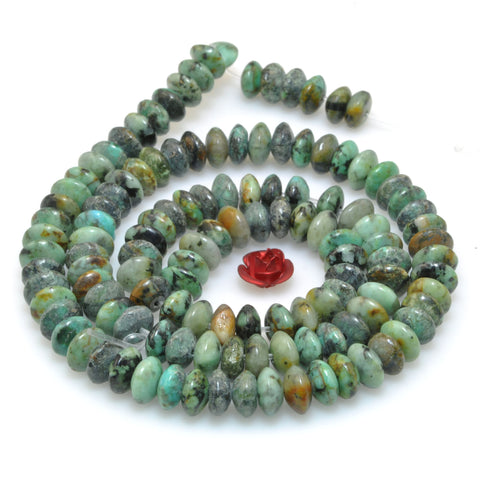 Natural African Turquoise stone smooth disc rondelle beads green turquoise wholesale loose gemstones for jewelry making DIY bracelet necklace