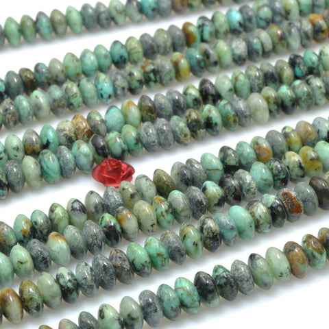 Natural African Turquoise stone smooth disc rondelle beads green turquoise wholesale loose gemstones for jewelry making DIY bracelet necklace