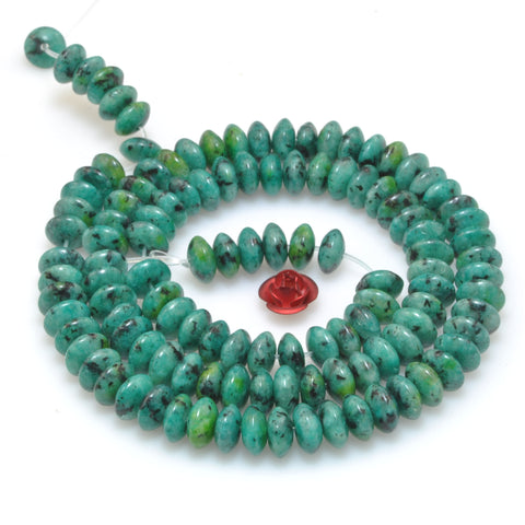 African Turquoise stone smooth disc rondelle beads green turquoise wholesale loose gemstones for jewelry making DIY bracelet necklace