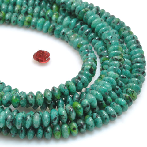 African Turquoise stone smooth disc rondelle beads green turquoise wholesale loose gemstones for jewelry making DIY bracelet necklace