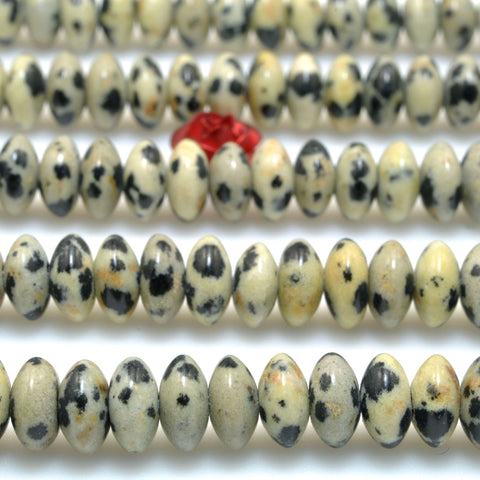Natural Dalmatian jasper smooth disc rondelle beads loose gemstones for jewelry making DIY bracelet necklace
