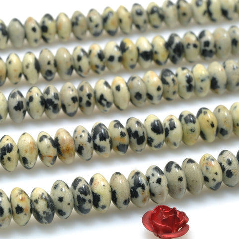 Natural Dalmatian jasper smooth disc rondelle beads loose gemstones for jewelry making DIY bracelet necklace