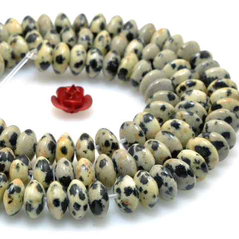 Natural Dalmatian jasper smooth disc rondelle beads loose gemstones for jewelry making DIY bracelet necklace
