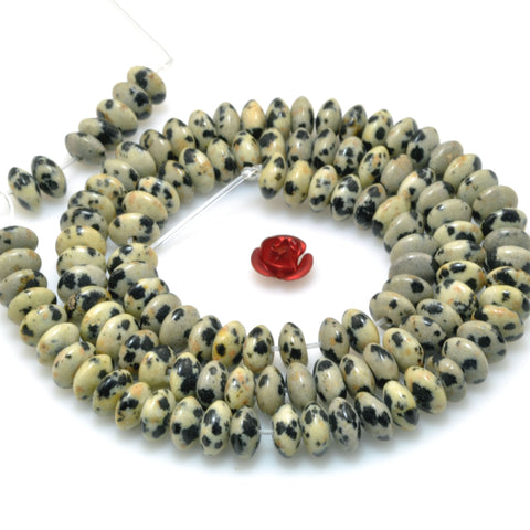 Natural Dalmatian jasper smooth disc rondelle beads loose gemstones for jewelry making DIY bracelet necklace