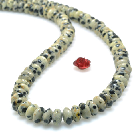 Natural Dalmatian jasper smooth disc rondelle beads loose gemstones for jewelry making DIY bracelet necklace