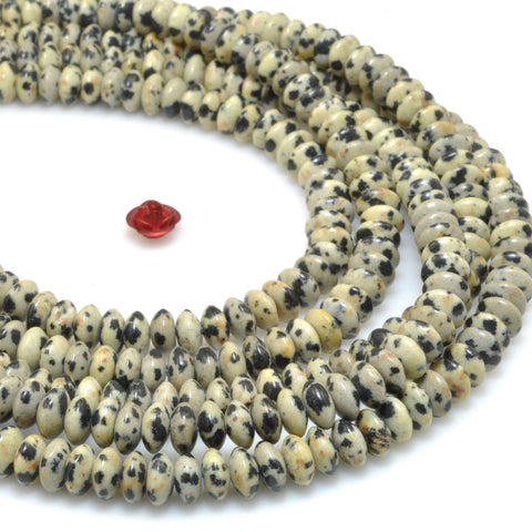 Natural Dalmatian jasper smooth disc rondelle beads loose gemstones for jewelry making DIY bracelet necklace