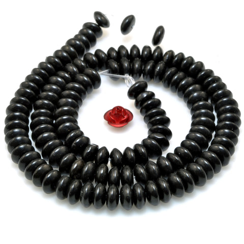 Natural Black Jasper Stone smooth disc rondelle beads stone wholesale loose gemstones for jewelry making DIY bracelet necklace