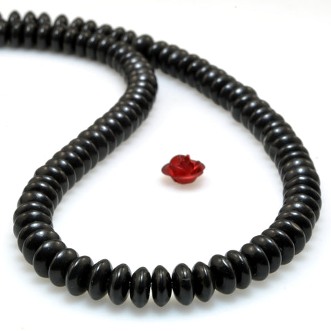 Natural Black Jasper Stone smooth disc rondelle beads stone wholesale loose gemstones for jewelry making DIY bracelet necklace