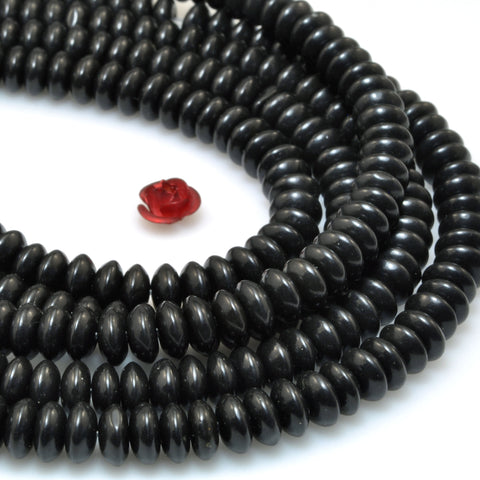 Natural Black Jasper Stone smooth disc rondelle beads stone wholesale loose gemstones for jewelry making DIY bracelet necklace