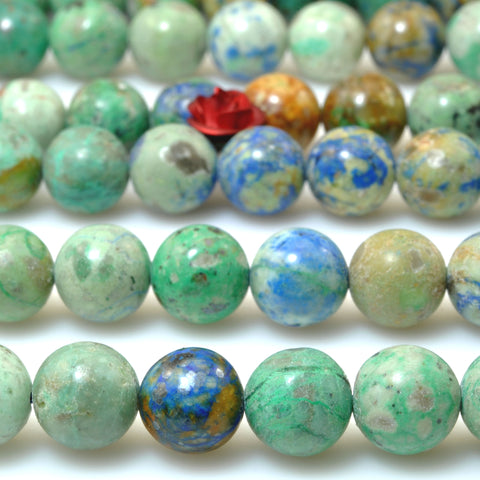 Natural Chrysocolla gemstone smooth round beads blue green stone wholesale jewelry making bracele necklace diy