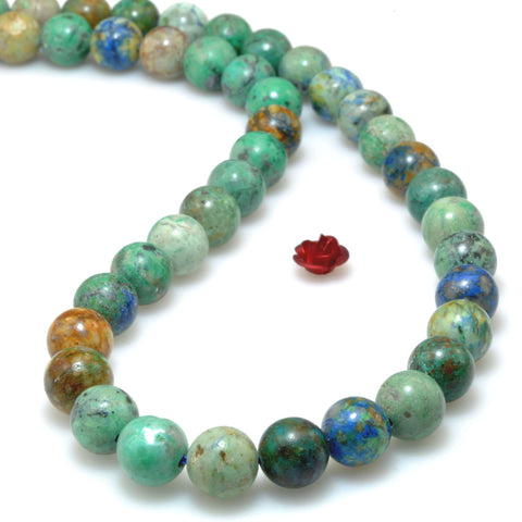 Natural Chrysocolla gemstone smooth round beads blue green stone wholesale jewelry making bracele necklace diy