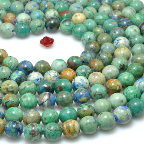 Natural Chrysocolla gemstone smooth round beads blue green stone wholesale jewelry making bracele necklace diy