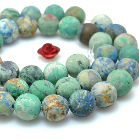 Natural Chrysocolla Stone matte round beads wholesale gemstone jewelry making diy bracelet necklace