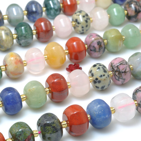 Natural Mix Stone Multicolor Gemstone faceted pumpkin rondelle beads wholesale jewelry making diy bracelet necklace