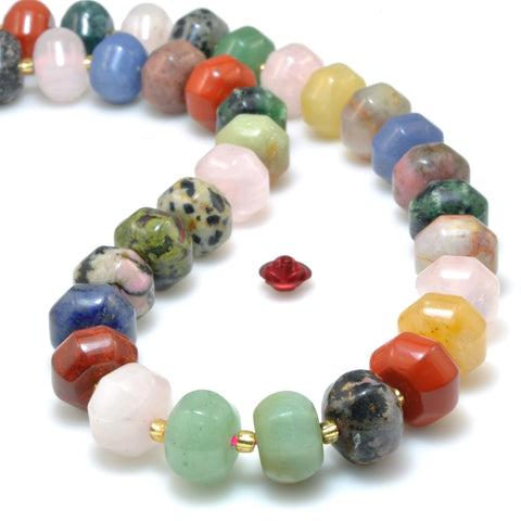 Natural Mix Stone Multicolor Gemstone faceted pumpkin rondelle beads wholesale jewelry making diy bracelet necklace