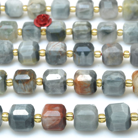 Natural Gray Eagle Eye Fire Hawk Eye faceted cube beads gemstone wholesale for jewelry making bracelet