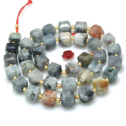 Natural Gray Eagle Eye Fire Hawk Eye faceted cube beads gemstone wholesale for jewelry making bracelet
