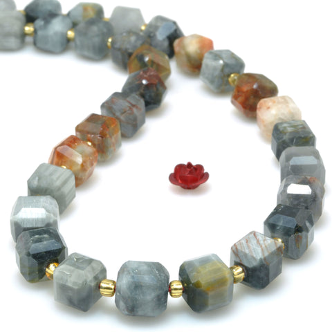 Natural Gray Eagle Eye Fire Hawk Eye faceted cube beads gemstone wholesale for jewelry making bracelet