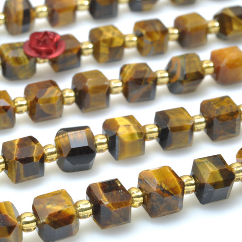 Natural Yellow Tiger Eye Stone faceted cube beads wholesale loose gemstones for jewelry making DIY bracelet
