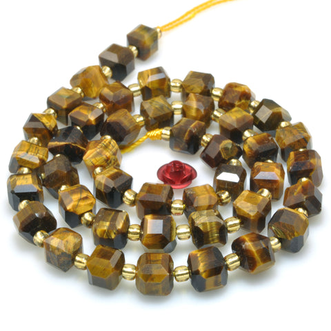 Natural Yellow Tiger Eye Stone faceted cube beads wholesale loose gemstones for jewelry making DIY bracelet