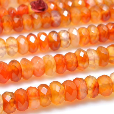 Natural Rainbow Agate orange red faceted rondelle beads wholesale loose gemstone for jewelry making DIY