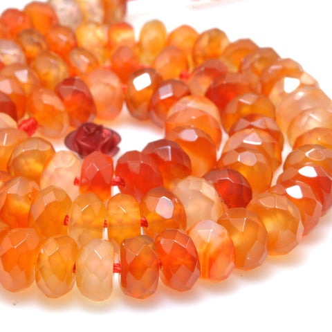 Natural Rainbow Agate orange red faceted rondelle beads wholesale loose gemstone for jewelry making DIY