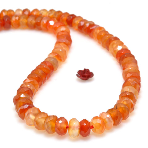 Natural Rainbow Agate orange red faceted rondelle beads wholesale loose gemstone for jewelry making DIY