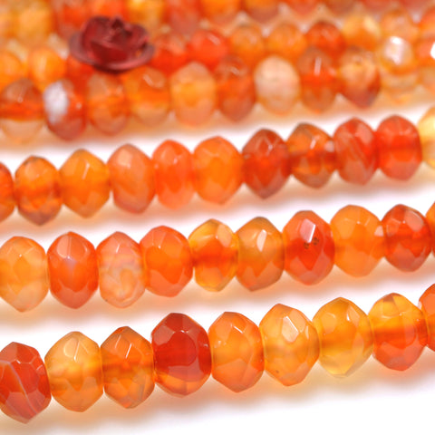 Natural Rainbow Agate orange red faceted rondelle beads wholesale loose gemstone for jewelry making DIY
