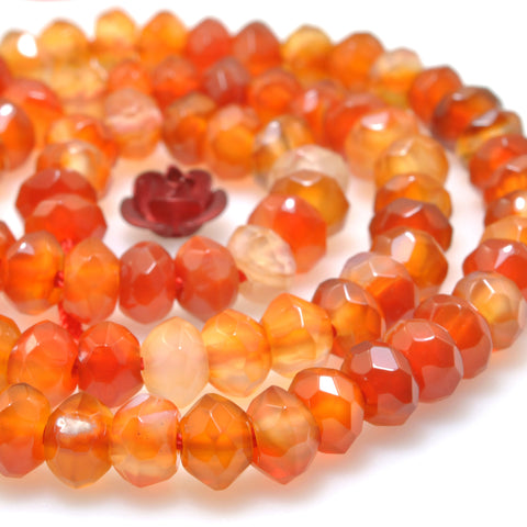Natural Rainbow Agate orange red faceted rondelle beads wholesale loose gemstone for jewelry making DIY